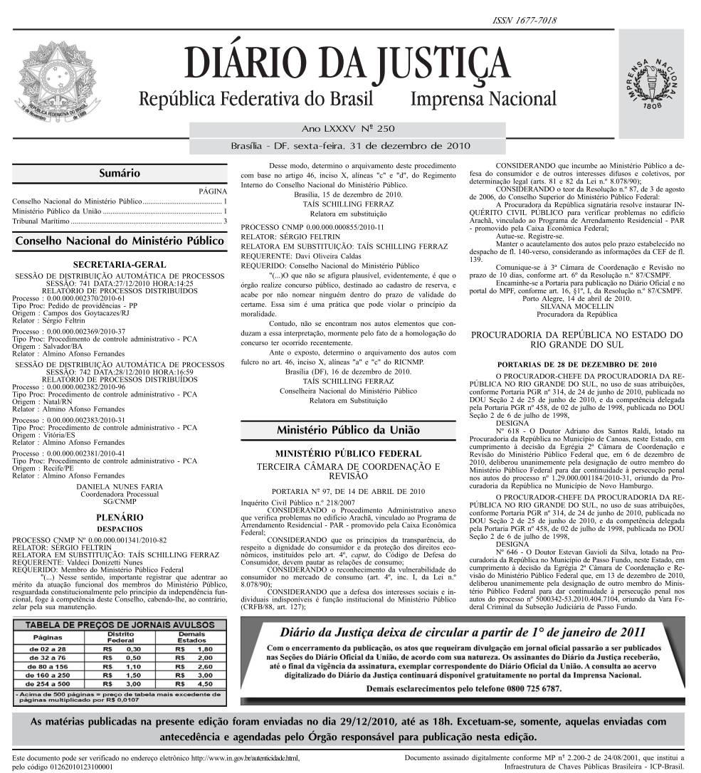 Última edição do DJ impressa pela IN, em 31 de dezembro de 2010